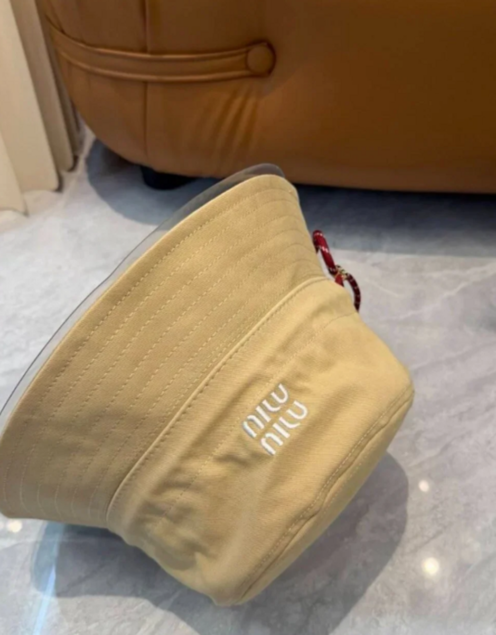 Miu Miu Beige Bucket Hat with Drawstring | Sun Hat - Picture 5 of 8